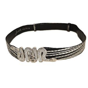 JUDITH LEIBER COUTURE l SWAROVSKI CRYSTAL BUCKLE l MEDIUM/LARGE l BLACK & SILVER